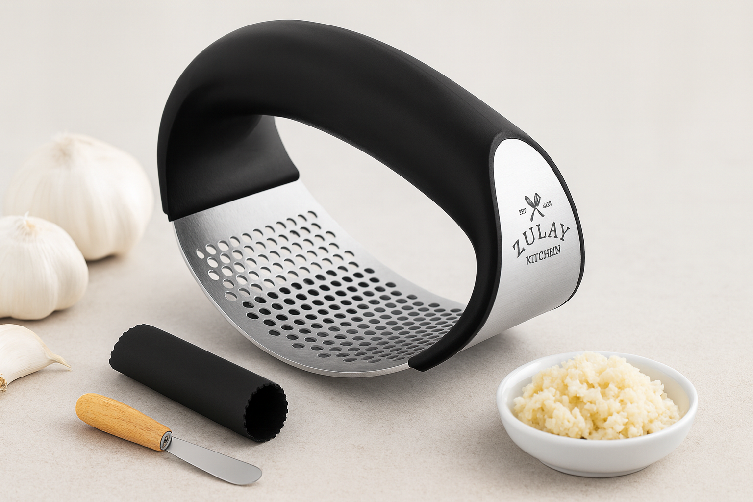 Zulay Stainless Steel Garlic Press Rocker